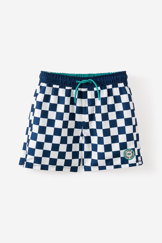 Boys Flynn Rash Vest + Bailey Board Short & Zip Thur Hooded Towel Set, 